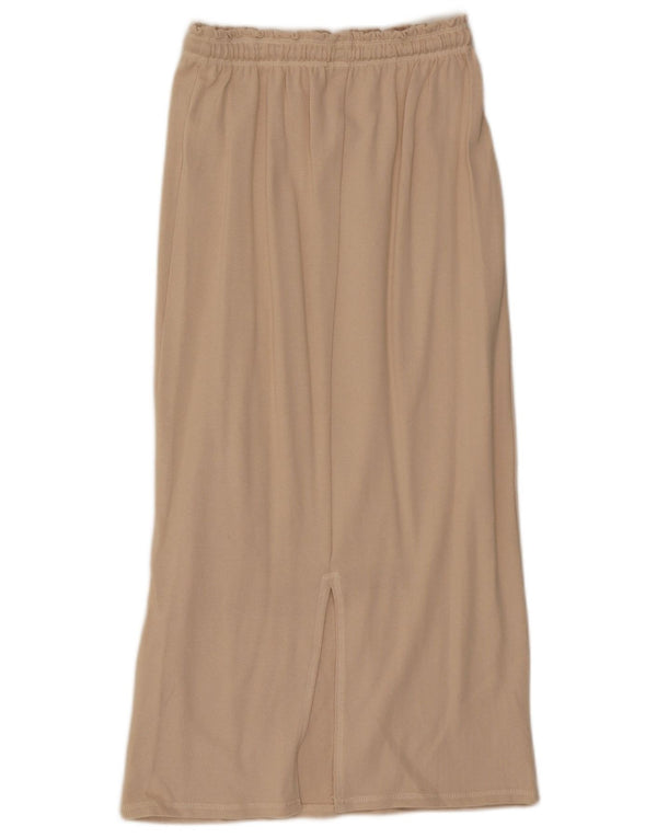 Zara Mujer Falda Midi Pequeña W26 Algodón Beige