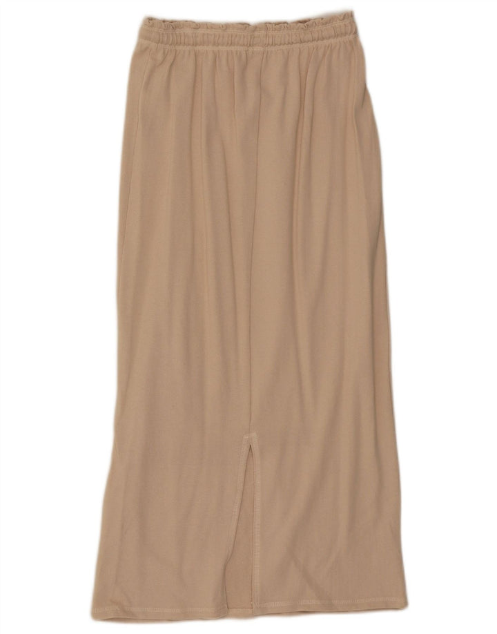 Zara Mujer Falda Midi Pequeña W26 Algodón Beige