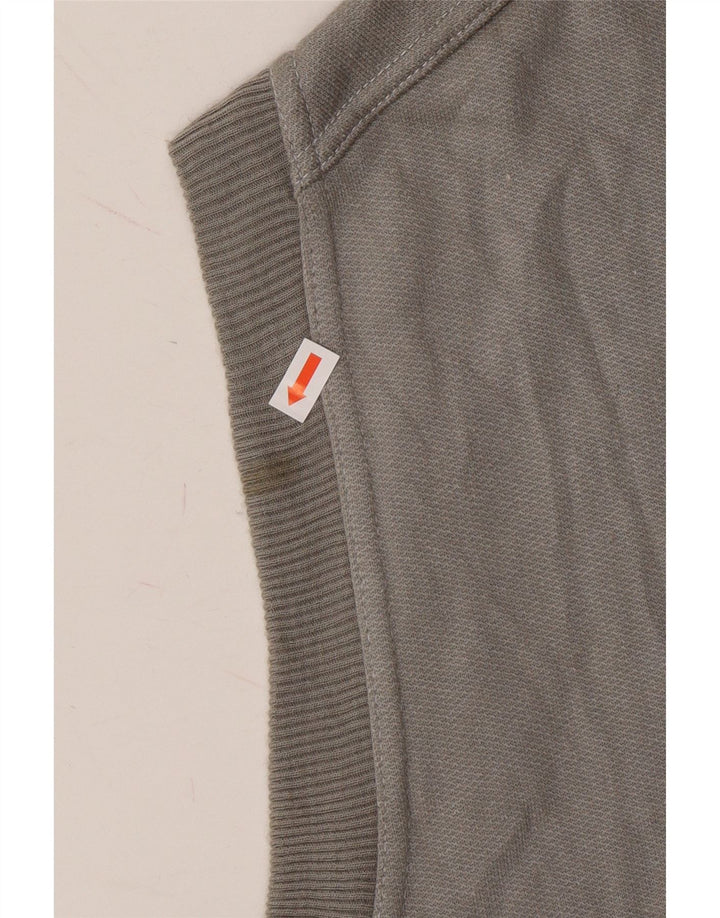 VINTAGE Mens Sleeveless Cardigan Sweater Large Grey Cotton Vintage Vintage and Second-Hand Vintage from Messina Hembry 