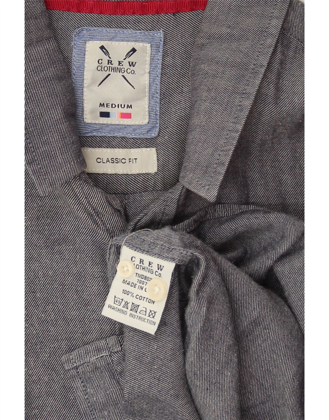 CREW CLOTHING Camisa de corte clásico para hombre de algodón azul marino mediano