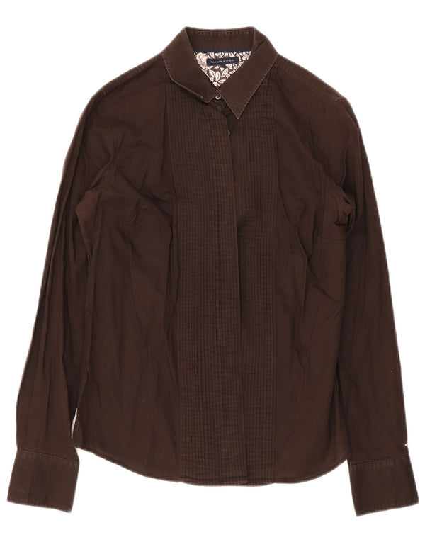 Tommy Hilfiger Camisa de esmoquin para mujer US 8 Marrón medio