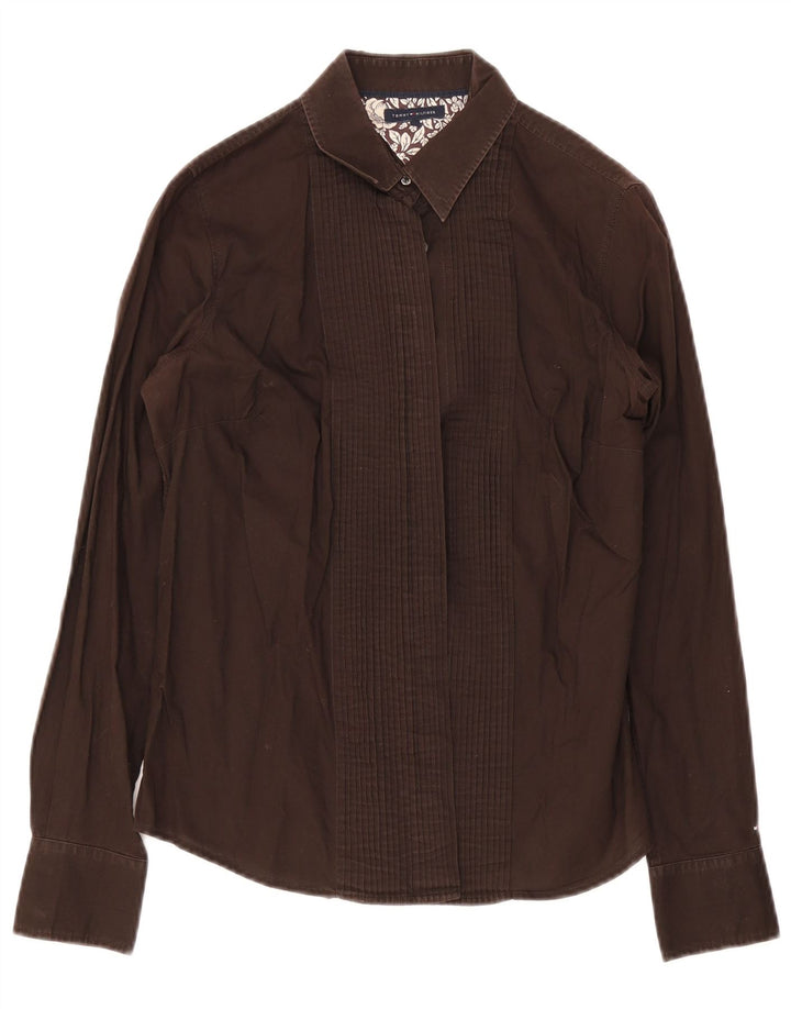 Tommy Hilfiger Camisa de esmoquin para mujer US 8 Marrón medio