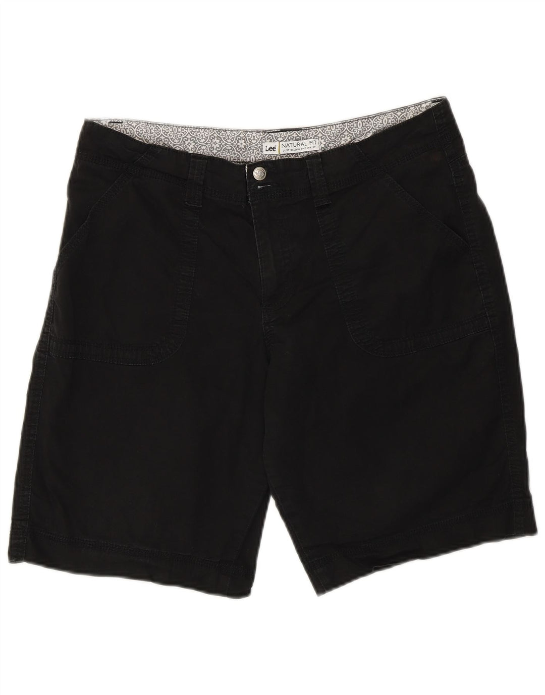 Lee pantalones cortos chinos de ajuste natural para mujer US 12 grande W34 algodón negro