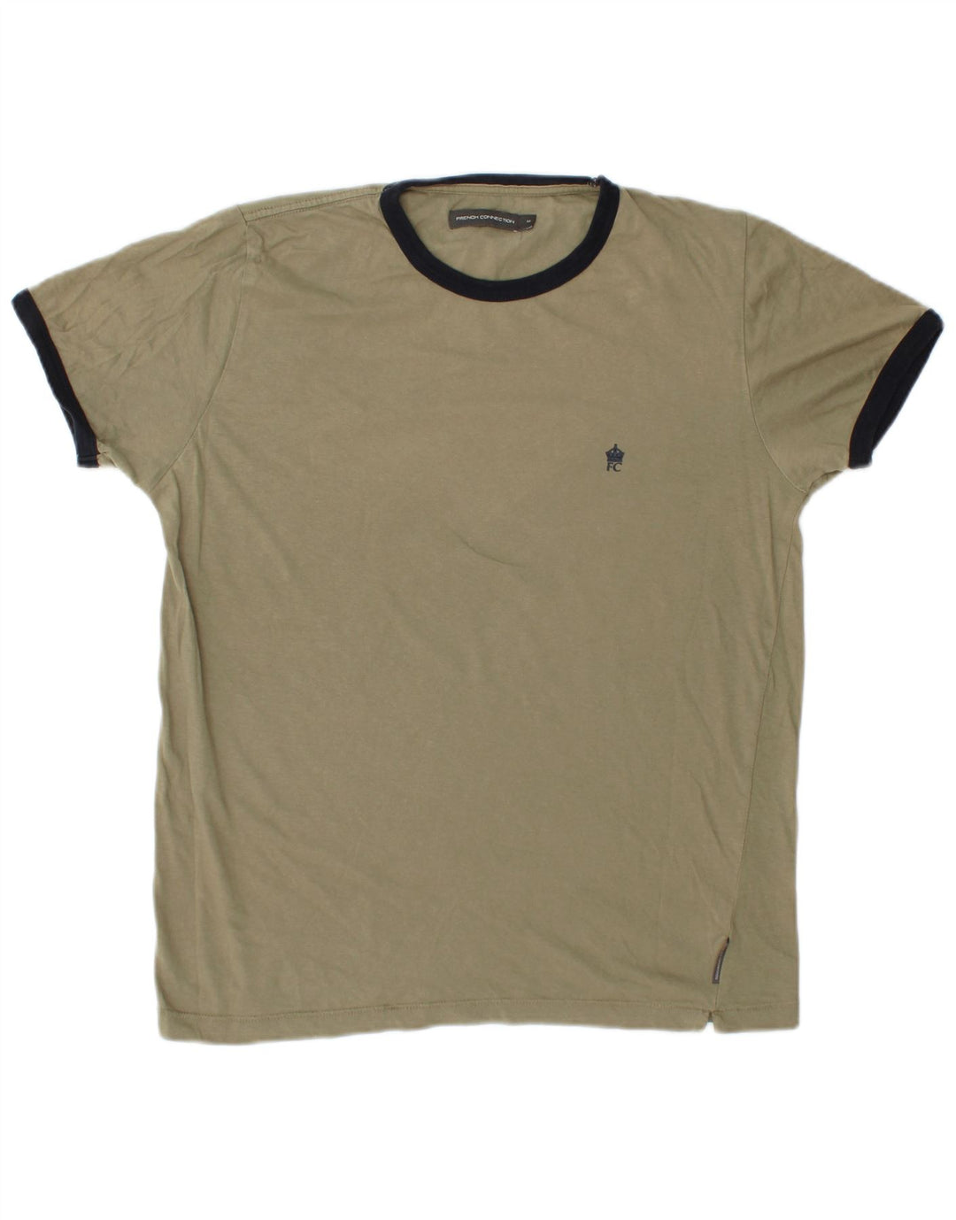 FRENCH CONNECTION Mens T-Shirt Top Medium Khaki Cotton