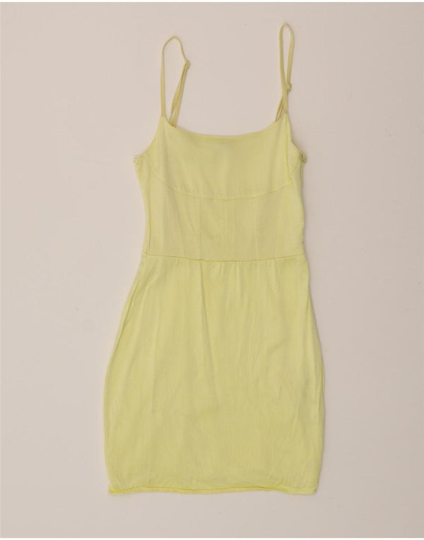 ZARA Vestido lencero para mujer UK 8 Small Viscosa amarilla