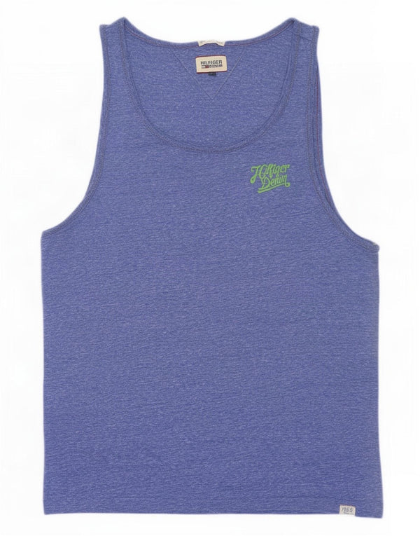 Tommy Hilfiger Top sin mangas para hombre Poliéster moteado azul grande