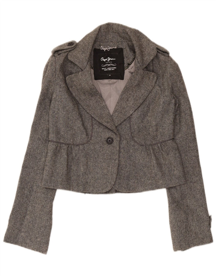 PEPE Jeans Chaqueta tipo blazer militar para mujer UK 40 Gris medio Clásico