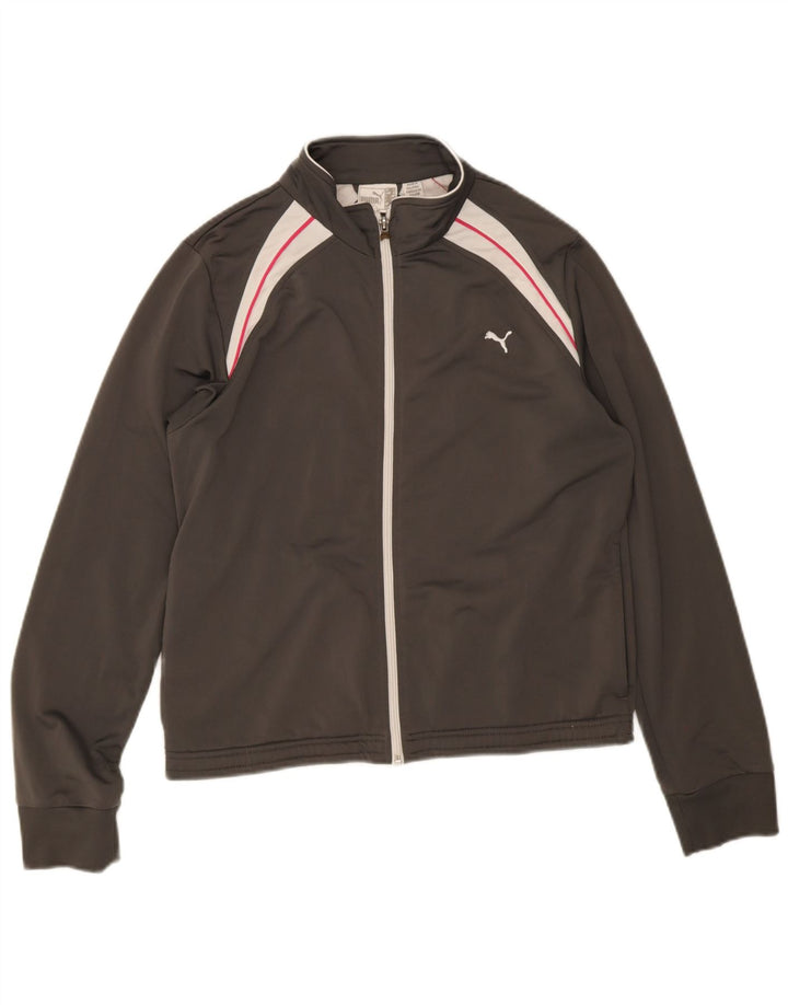 Puma Mujer Chándal Top Chaqueta UK 40 Grande Gris Colorblock Poliéster
