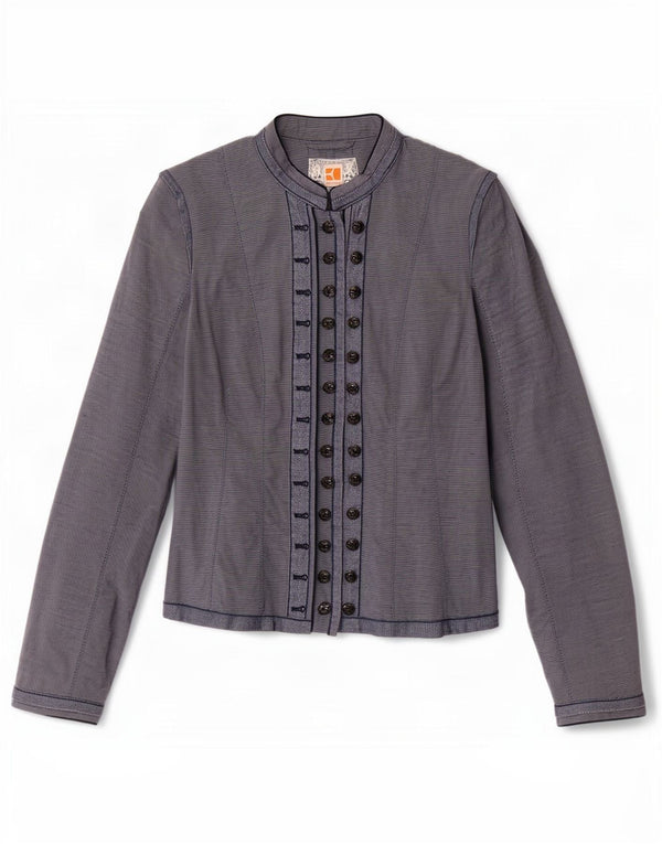 Hugo Boss Blusa para mujer UK 8 Small Azul marino Lino a rayas