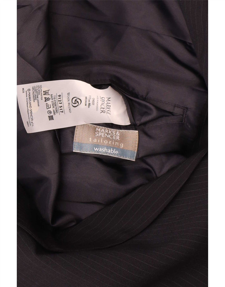 Marks & Spencer Chaqueta tipo blazer de 3 botones para hombre UK 46 XL Azul marino a rayas
