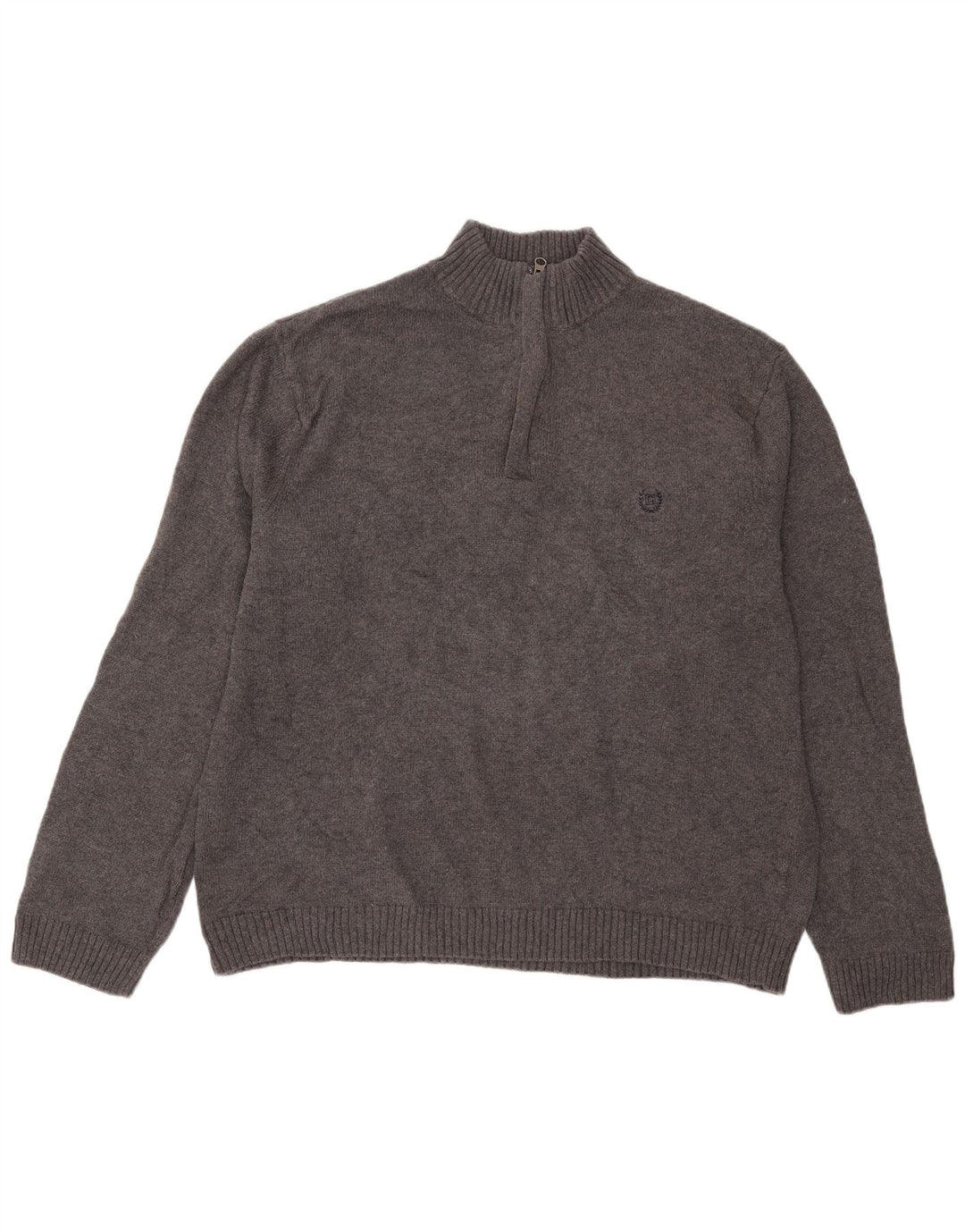 Chaps Hombre Zip Neck Jumper Sweater XL Gris Algodón