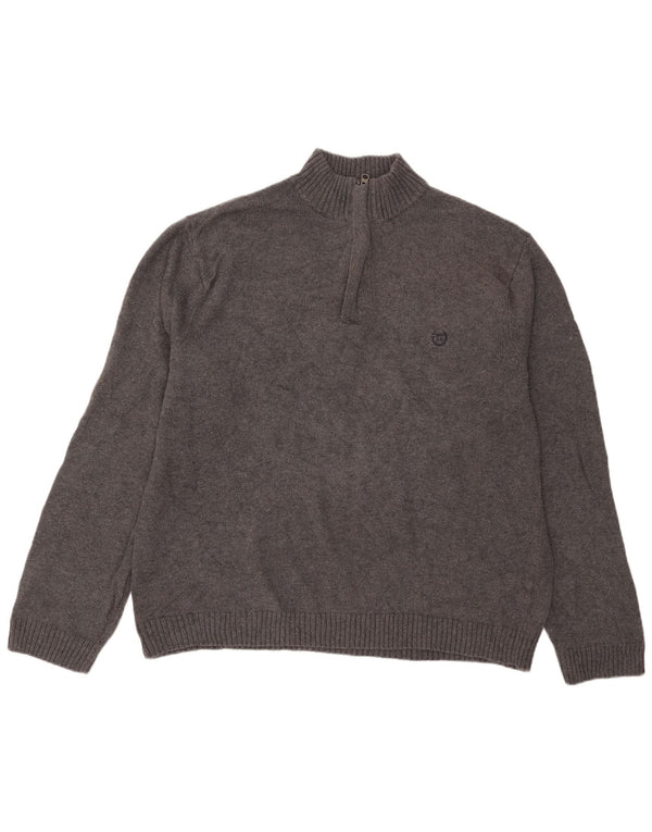 Chaps Hombre Zip Neck Jumper Sweater XL Gris Algodón