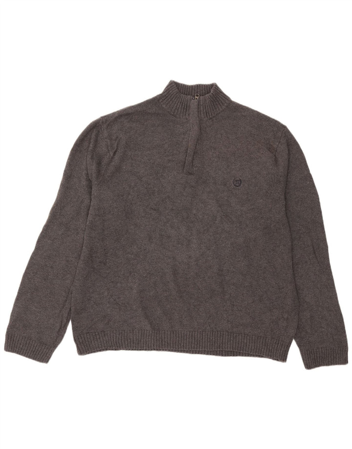 Chaps Hombre Zip Neck Jumper Sweater XL Gris Algodón
