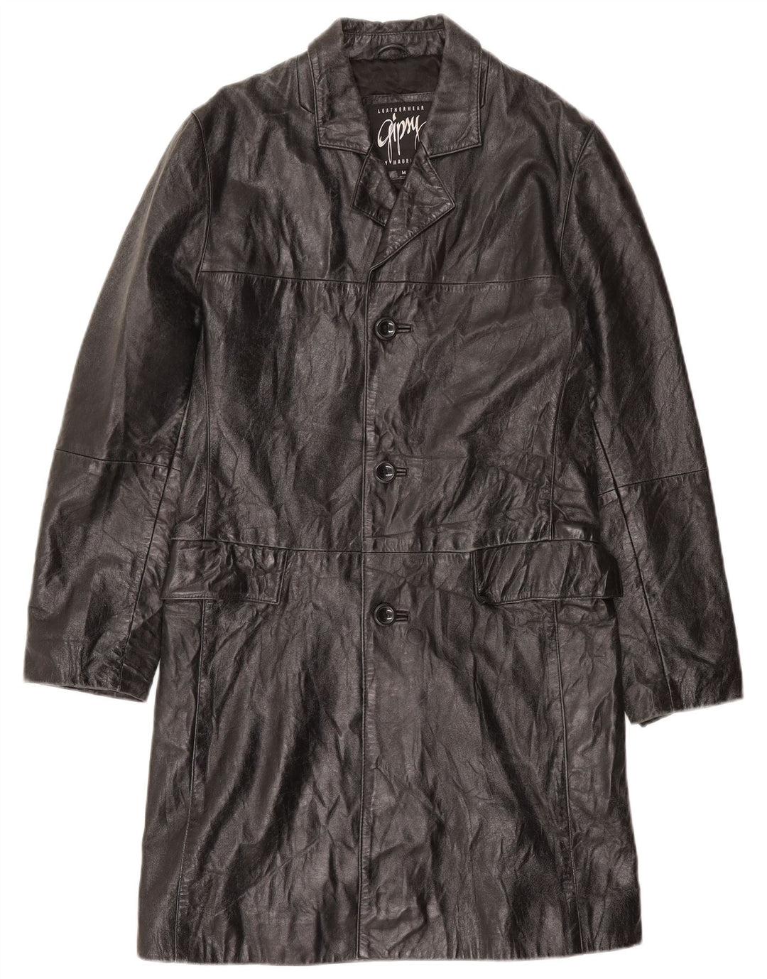 Gipsy Abrigo de cuero para hombre UK 38 Cuero negro mediano