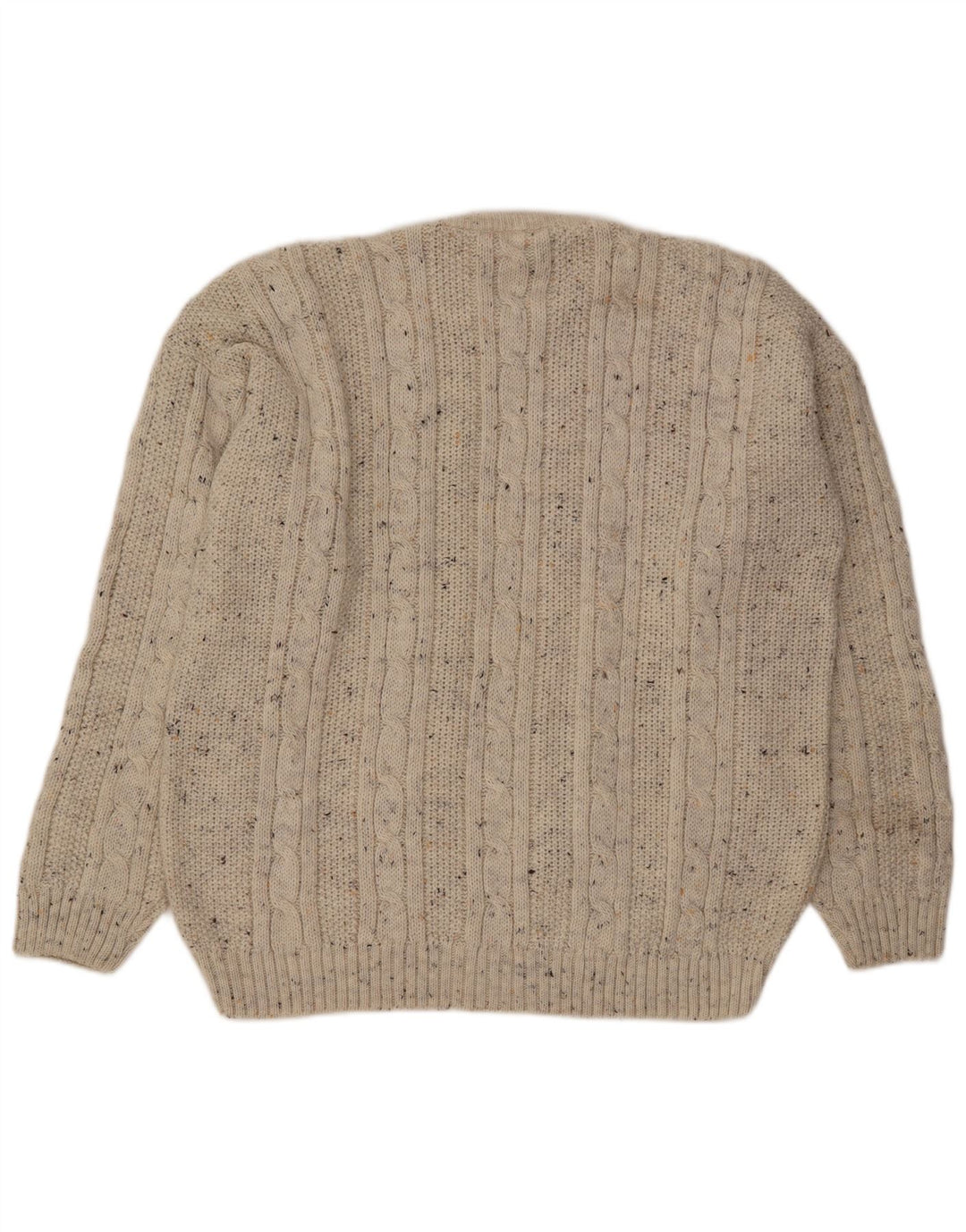 Vintage hombres sueltos ajuste cuello redondo jersey suéter medio de blanco moteado