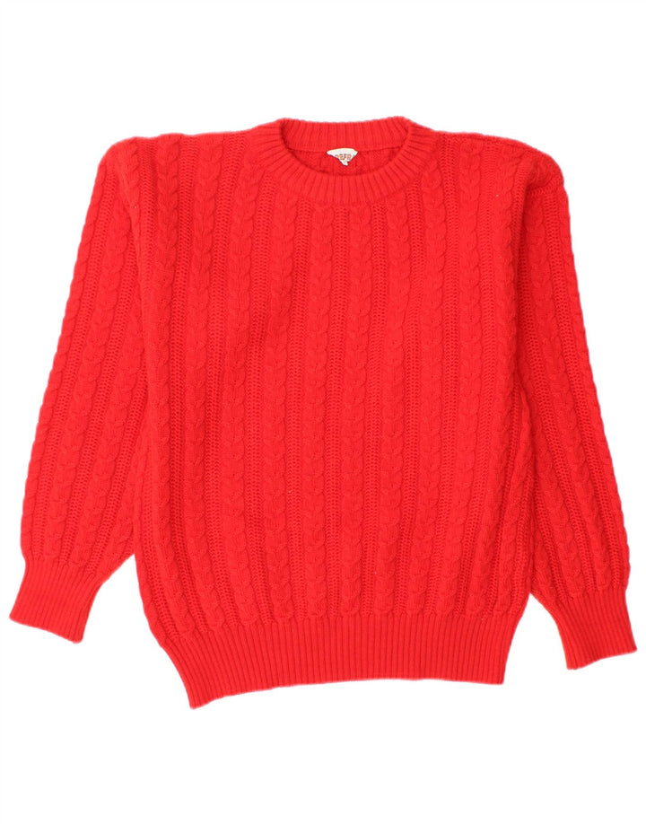 Vintage hombres cuello redondo jersey suéter pequeño rojo