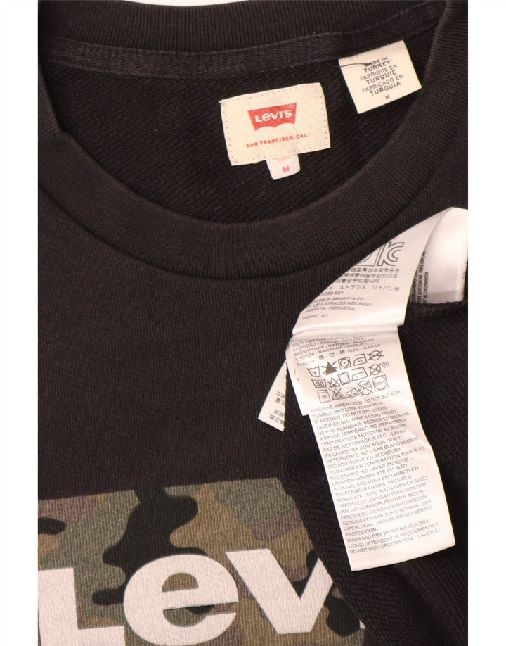 Levi's Hombre Sudadera Gráfica Jumper Algodón Negro Mediano
