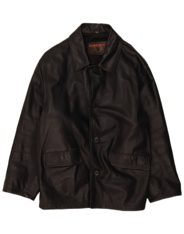 Jackpot Chaqueta de cuero para hombre UK 40 Large Cuero negro