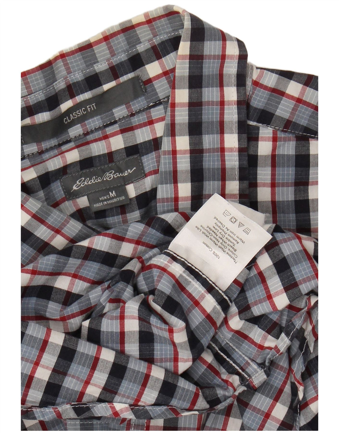 EDDIE BAUER Camisa de corte clásico para hombre de algodón a cuadros azul medio