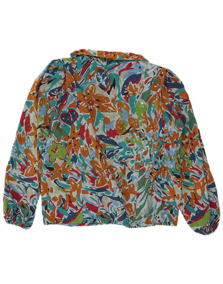 VINTAGE Mujer Front Tie Shirt Blusa UK 20 2XL Multicolor Floral