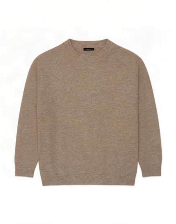 Zara Mujer Suéter De Cuello Redondo De Gran Tamaño UK 10 Small Beige Moteado