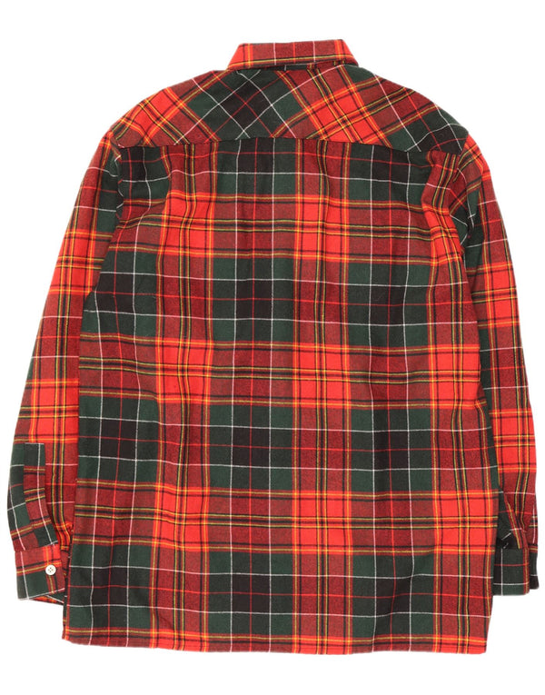 Vintage hombres sobrecamisa franela camisa tamaño 43 gran lana a cuadros rojos