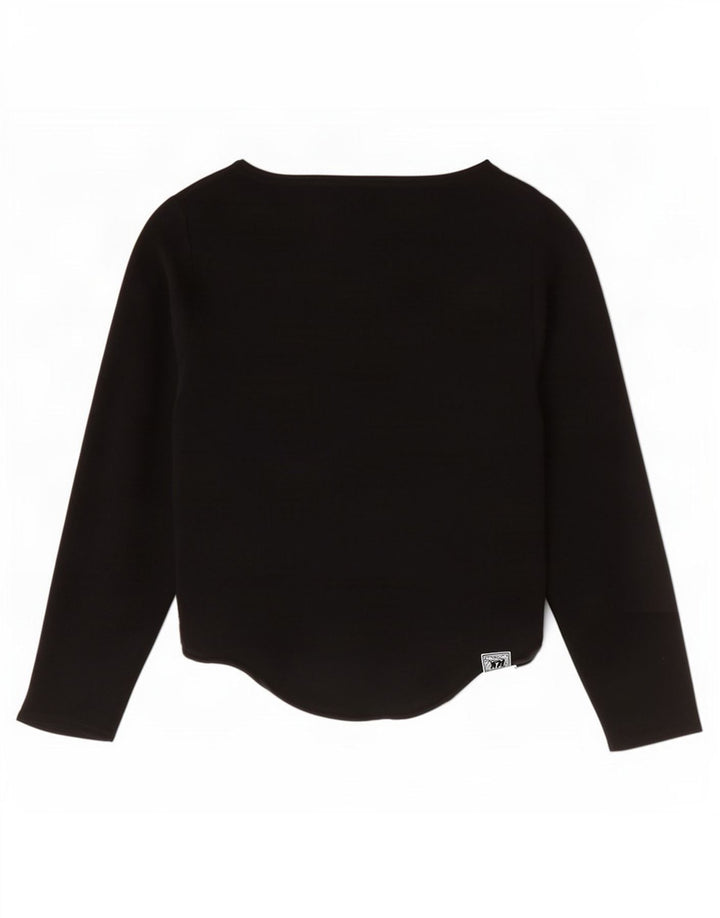 Zara Top corto de manga 3/4 para mujer UK 42 Viscosa negra mediana