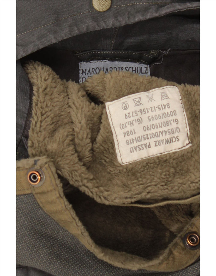 Vintage hombres con capucha Parka chaqueta Reino Unido 38 gris medio