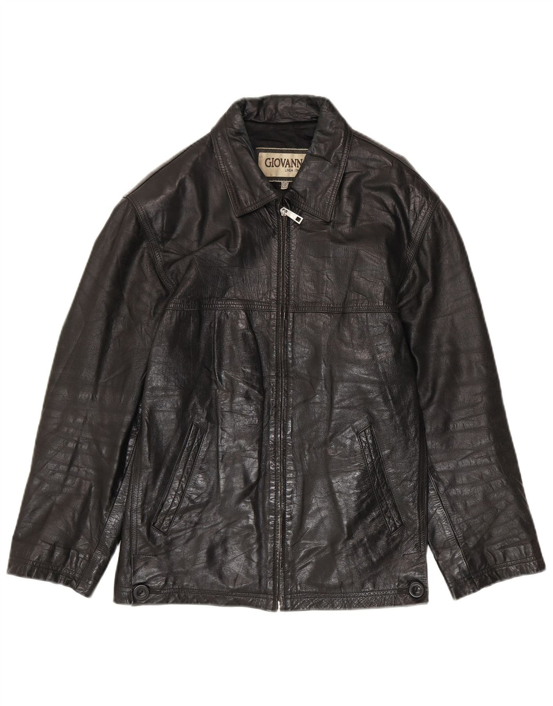 Vintage hombres chaqueta de cuero Reino Unido 36 pequeño negro