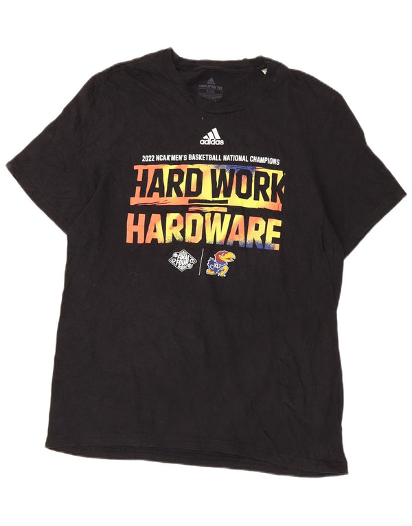 Adidas Mens Kansas Jayhawks Graphic Camiseta Top Medio Negro Algodón