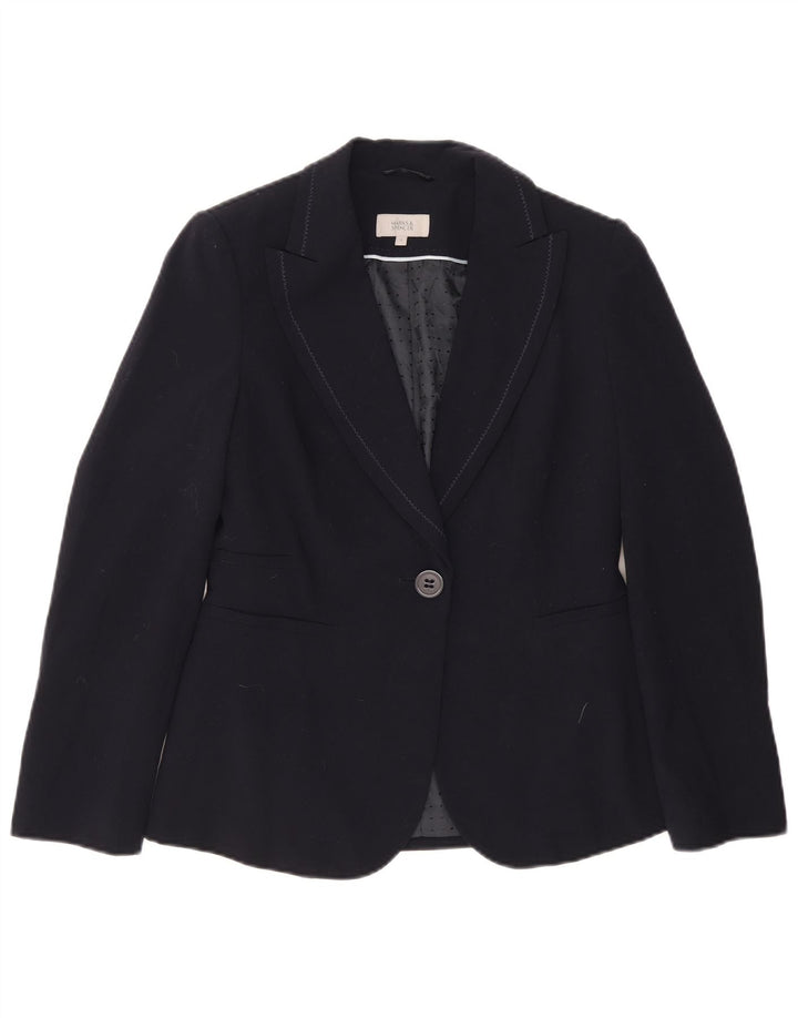 Marks & Spencer Chaqueta tipo blazer con 1 botón para mujer, talla 44, talla mediana, azul marino