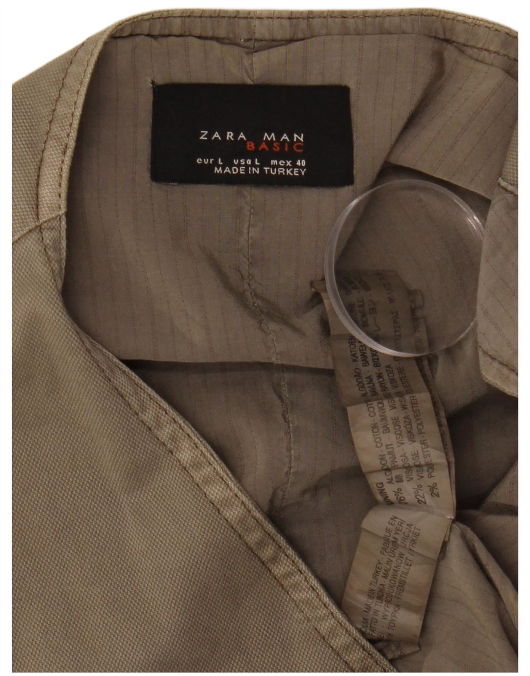 ZARA Hombre Chaleco Grande Gris Algodón
