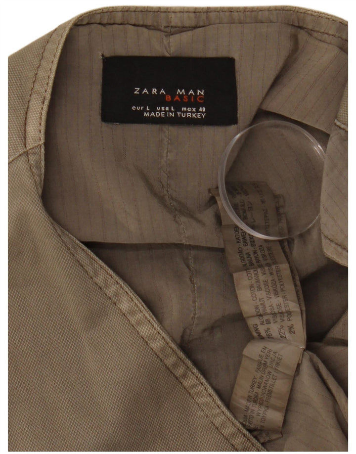 ZARA Hombre Chaleco Grande Gris Algodón