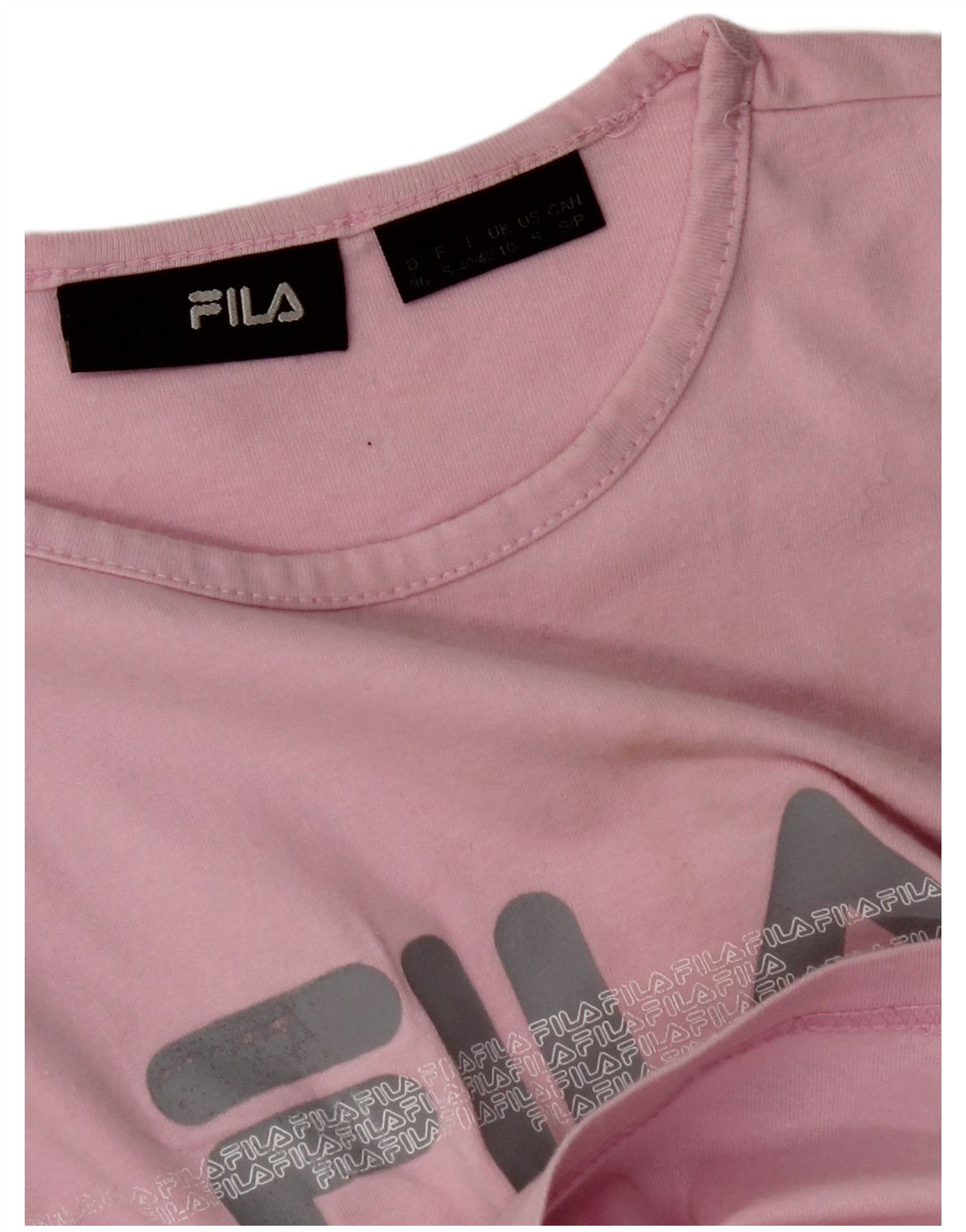 FILA Camiseta corta con gráfico para mujer UK 10 Small Pink