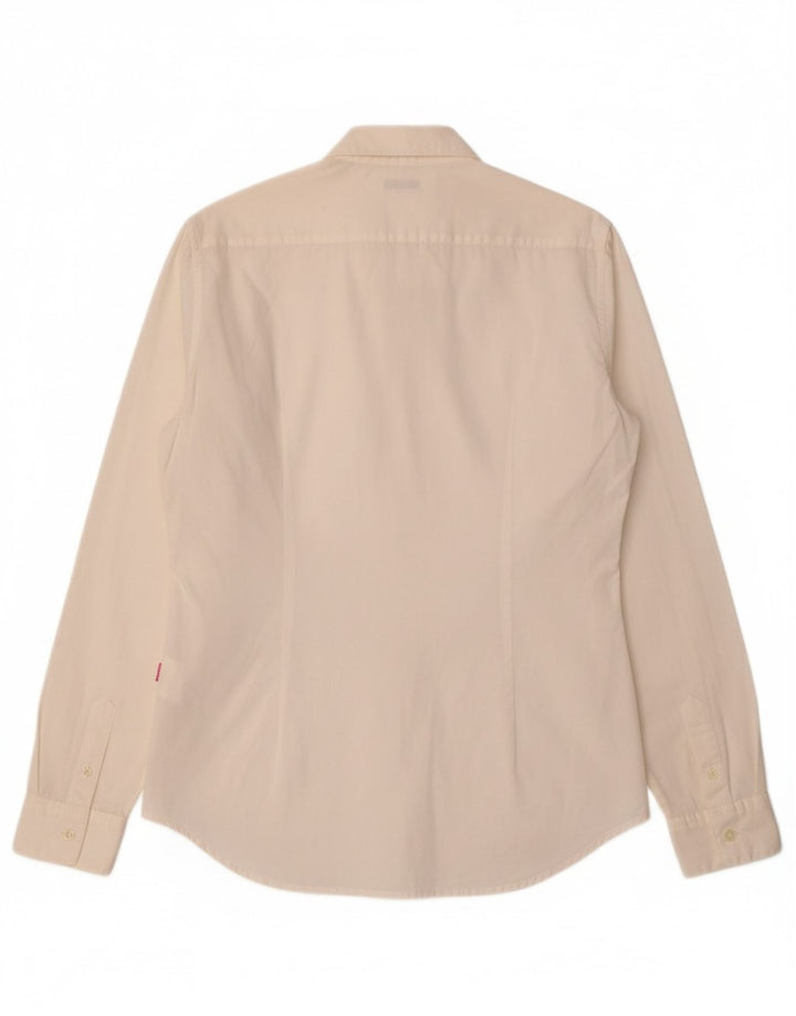 CARRERA Mens Slim Fit Military Shirt Medium Off White Cotton
