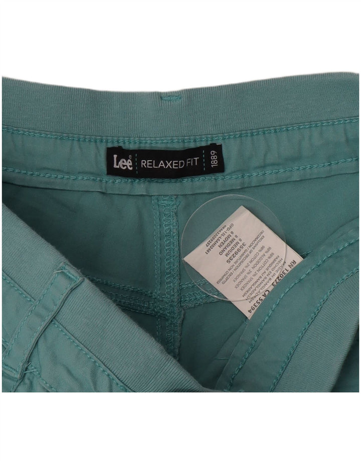 Lee pantalones cortos cargo de ajuste relajado para mujer US 8 mediano W30 algodón turquesa