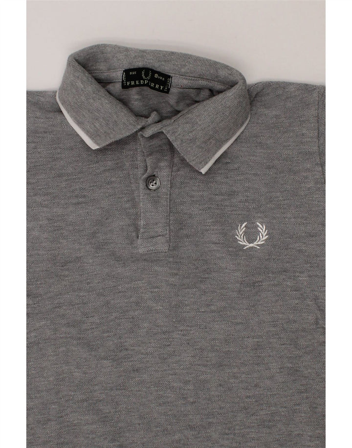 FRED PERRY Boys Polo Shirt 7-8 Years Grey Cotton Vintage Fred Perry and Second-Hand Fred Perry from Messina Hembry 