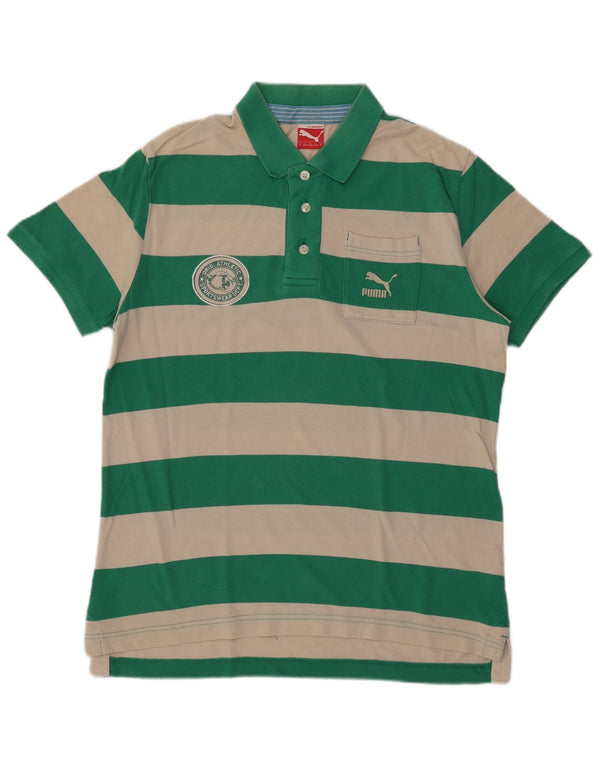 Polo Puma De Algodón A Rayas Verde Medio Hombre