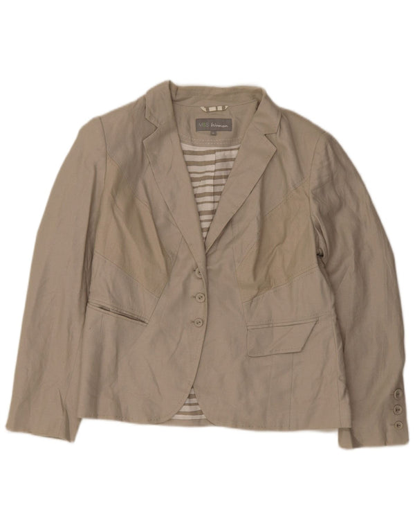 Marks & Spencer Chaqueta Blazer de 3 Botones para Mujer UK 46 Grande Lino Verde