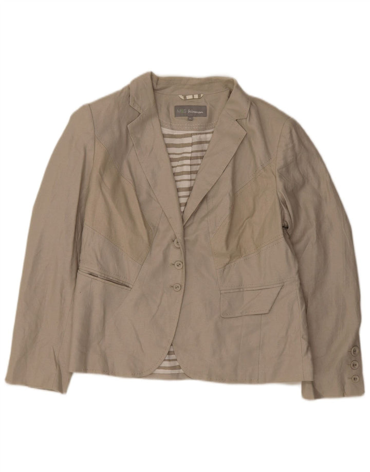 Marks & Spencer Chaqueta Blazer de 3 Botones para Mujer UK 46 Grande Lino Verde