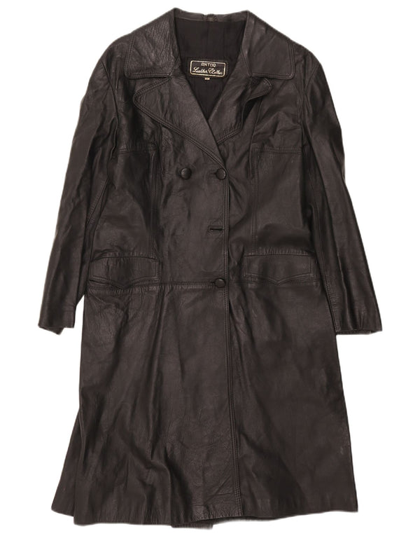 Abrigo de cuero vintage para mujer IT 48 XL Negro