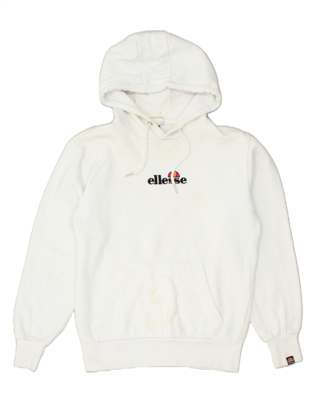 ELLESSE Womens Oversized Hoodie Jumper UK 10 Small White Cotton | Vintage Ellesse | Thrift | Second-Hand Ellesse | Used Clothing | Messina Hembry 