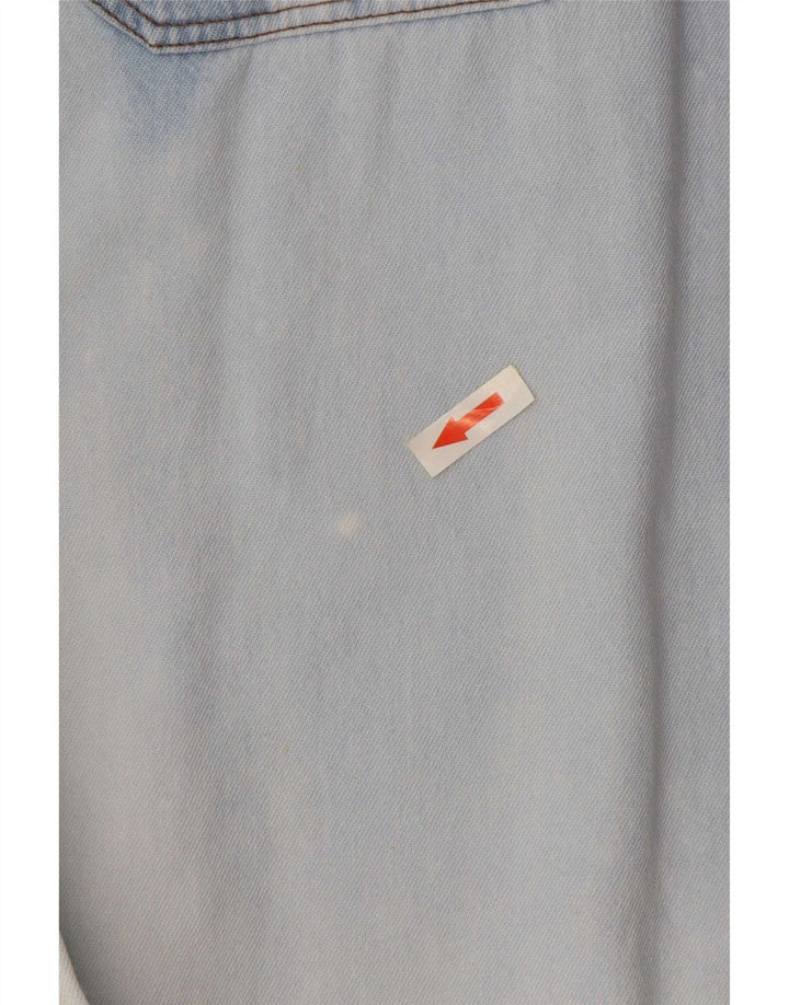 Camisa vaquera uniforme para hombre, talla grande, azul