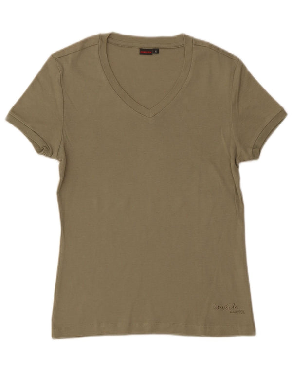 Invicta Camiseta para mujer Top UK 8 Small Khaki Cotton