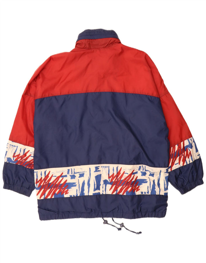 Vintage hombres chaqueta de lluvia Reino Unido 42 XL azul marino colorblock