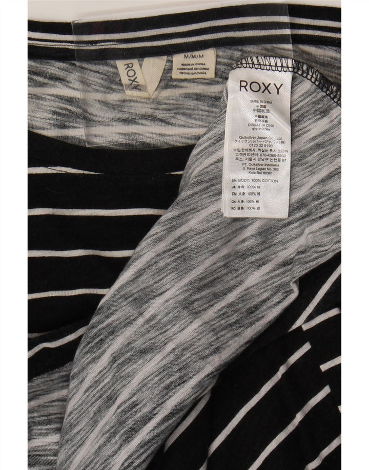 Roxy Vestido estilo camiseta de manga larga para mujer UK 44 Algodón a rayas negro mediano