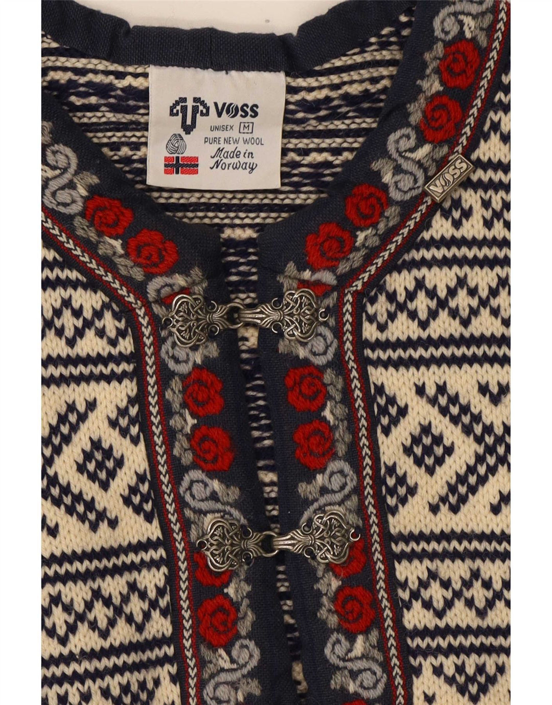 Voss Jersey unisex con cuello en V para hombre, color blanco roto, lana Fair Isle