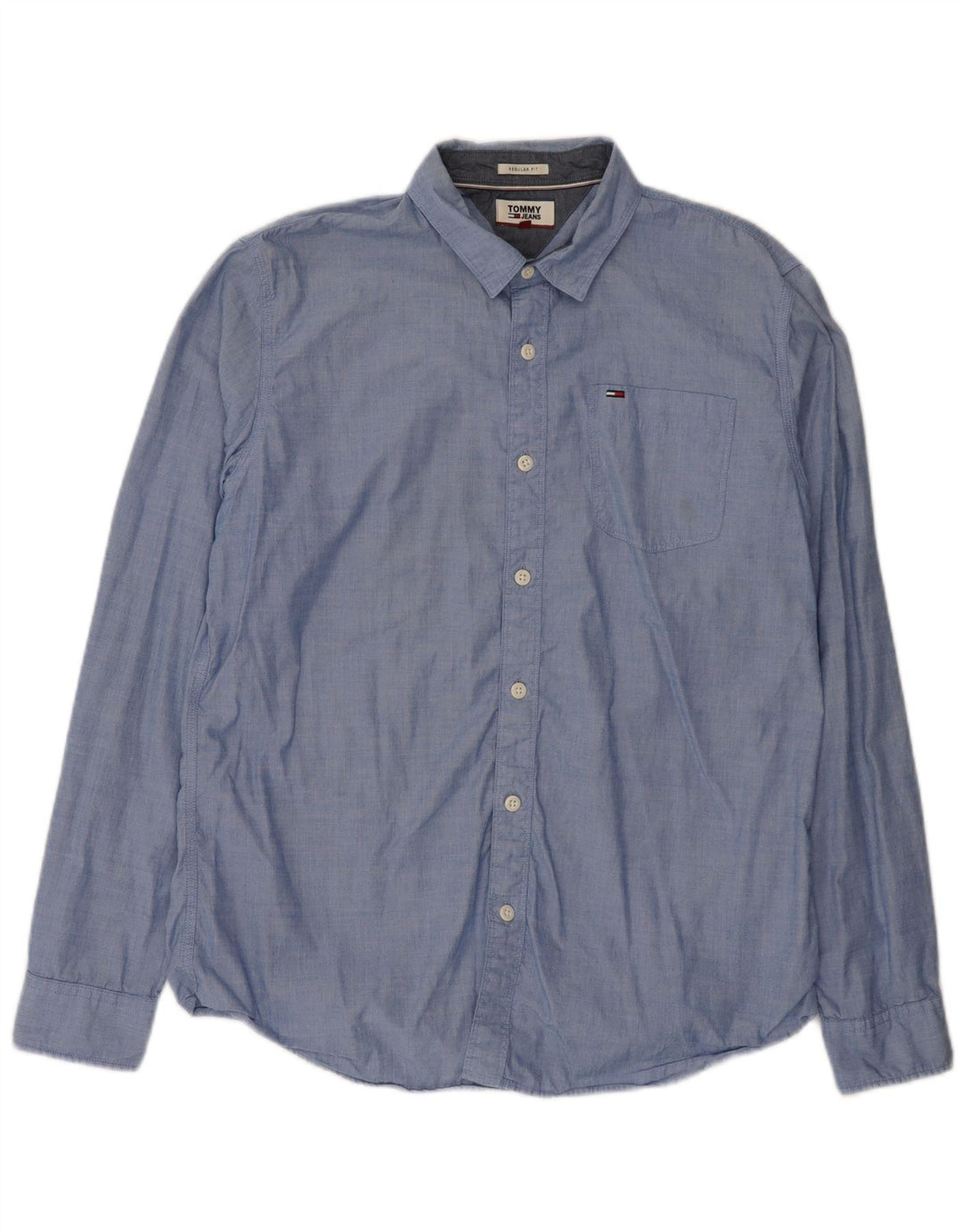 Tommy Hilfiger Camisa Regular Fit para Hombre Algodón Azul Grande
