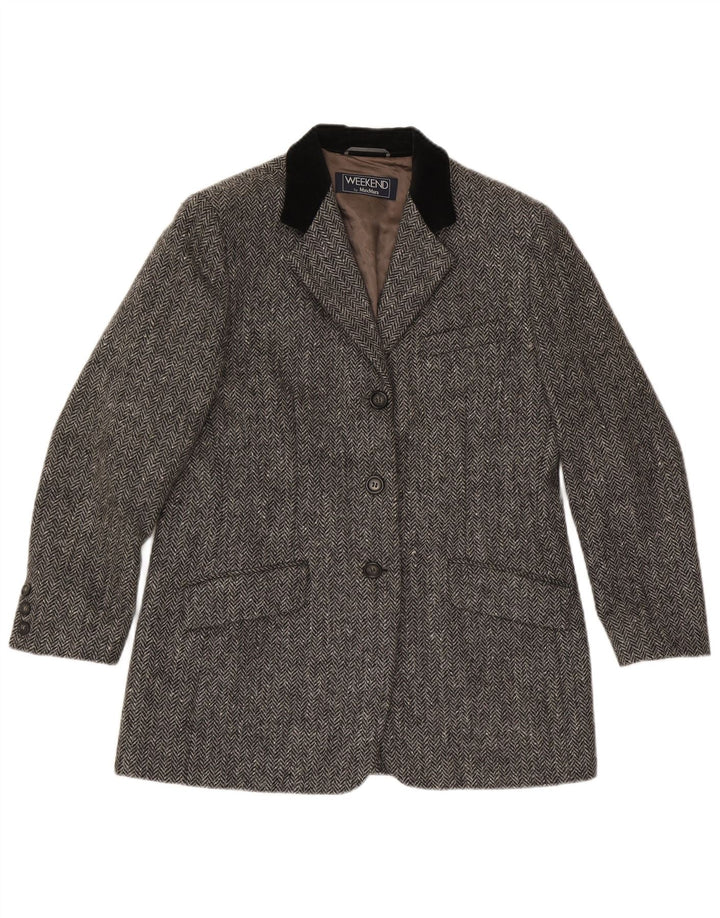 Max Mara Chaqueta tipo blazer de 3 botones para mujer de fin de semana Reino Unido 46 Grande Gris Espiga