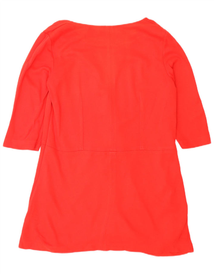 Zara Vestido Túnica Manga 3/4 Mujer UK 46 Grande Poliéster Rojo